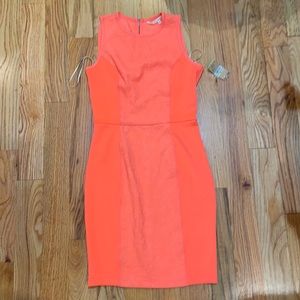 NWT RACHEL ROY neon orange fitted dress 4